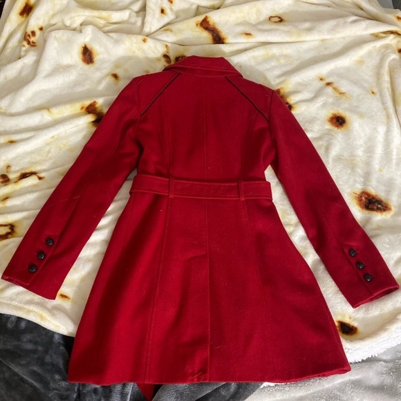 Guess red belted winter trench coat pea coat size Small - Picture 5 of 11
